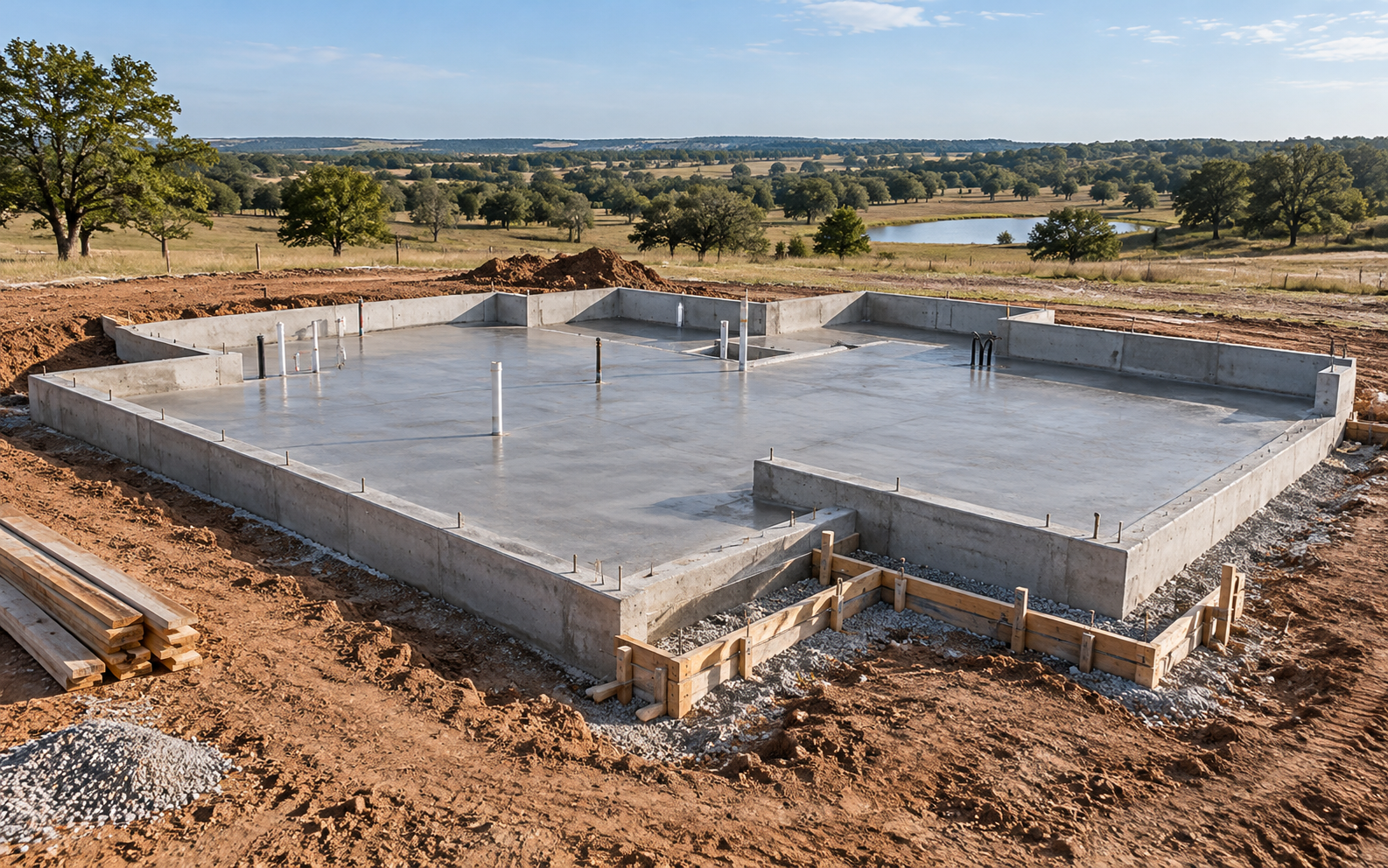 New home concrete foundation