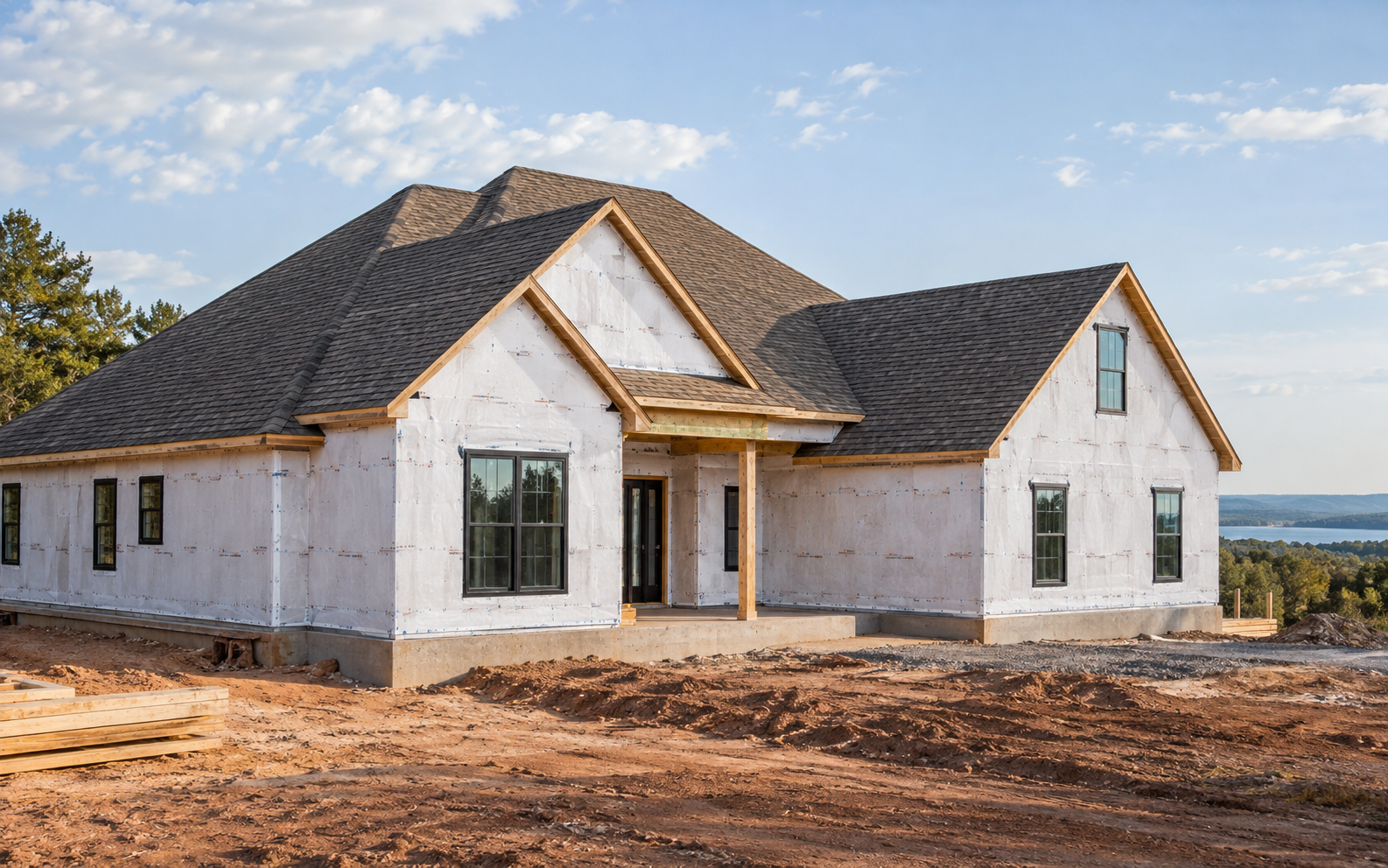 Custom home dried in during construction