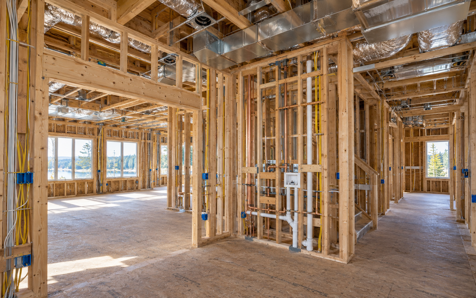 Residential electrical and plumbing rough-ins
